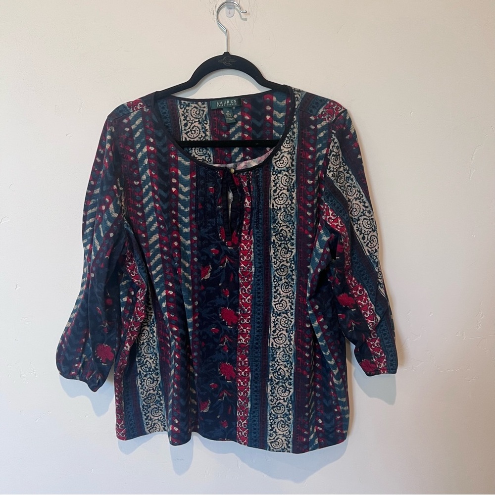 Lauren Ralph Lauren Boho Women's Multicolor Patterned Top Blouse Plus Size 3X
